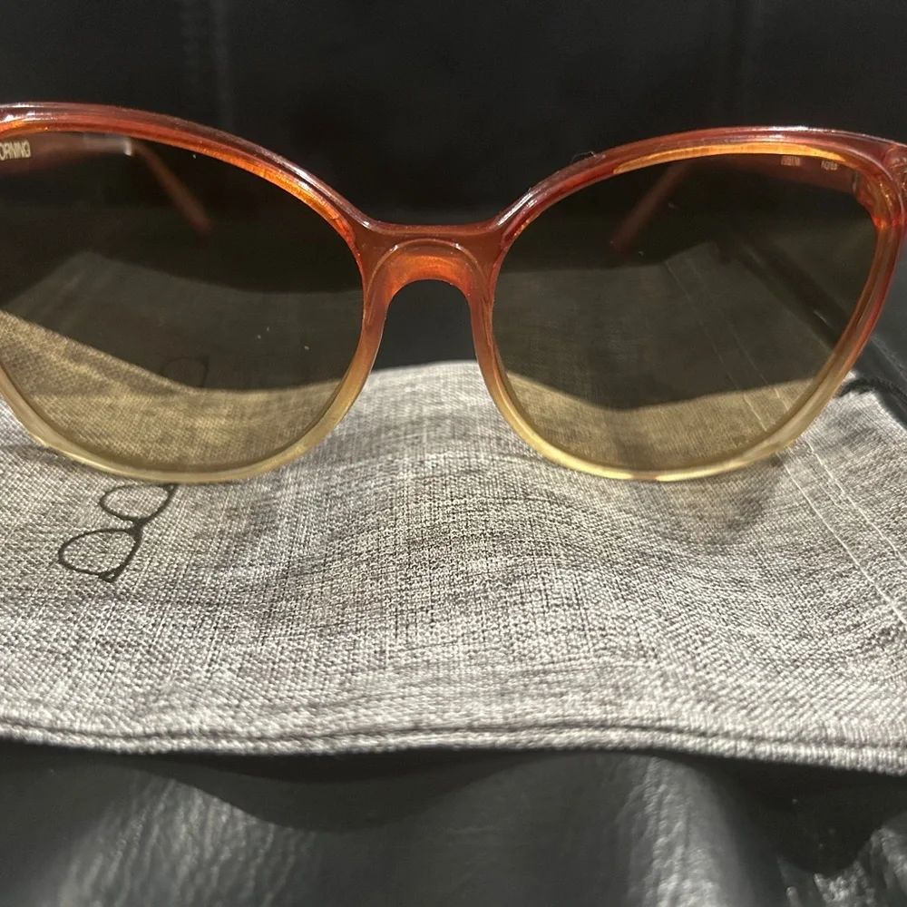 Corning Vintage oversized dark orange and beige Stylish Sunglasses - Picture 1 of 10